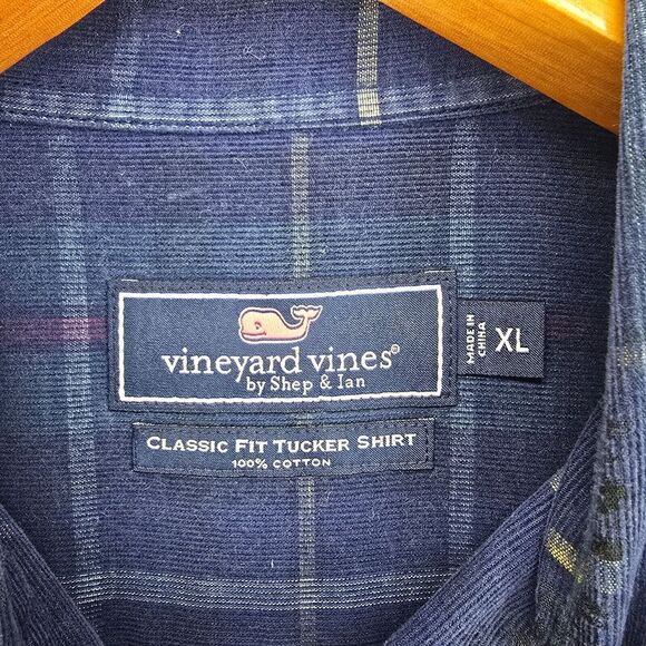 Vineyard Vines Classic Fit Mens Long Sleeve Plaid‎ Tucker Shirt Size XL Blue - Picture 10 of 16